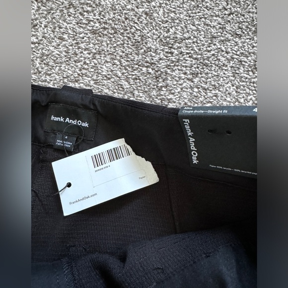 NWT Frank & Oak The Alice Straight Leg Trousers Utility Pockets Black Size 4 - Picture 8 of 10